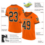 Custom Orange Black-Old Gold Mesh Authentic Throwback Football Jersey