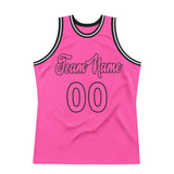 Custom Pink Pink-Black Authentic Throwback Basketball Jersey