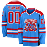 Custom Powder Blue Red-White Hockey Jersey