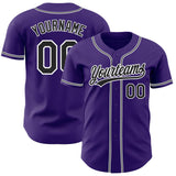 Custom Purple Black-White Authentic Baseball Jersey