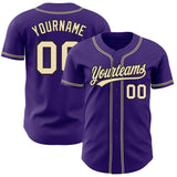 Custom Purple City Cream-Black Authentic Baseball Jersey