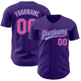 Custom Purple Pink-Light Blue Authentic Baseball Jersey