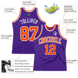 Custom Purple Orange-White Authentic Throwback Basketball Jersey