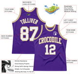 Custom Purple White-Old Gold Authentic Throwback Basketball Jersey