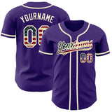 Custom Purple Vintage USA Flag-Cream Authentic Baseball Jersey