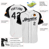 Custom White Black Pinstripe Black-Gray Authentic Raglan Sleeves Baseball Jersey