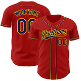 Custom Red Navy-Gold Authentic Baseball Jersey