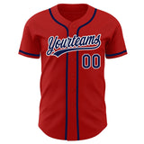 Custom Red Navy-White Authentic Baseball Jersey