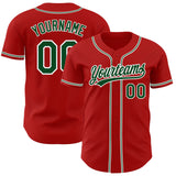 Custom Red Green-White Authentic Baseball Jersey