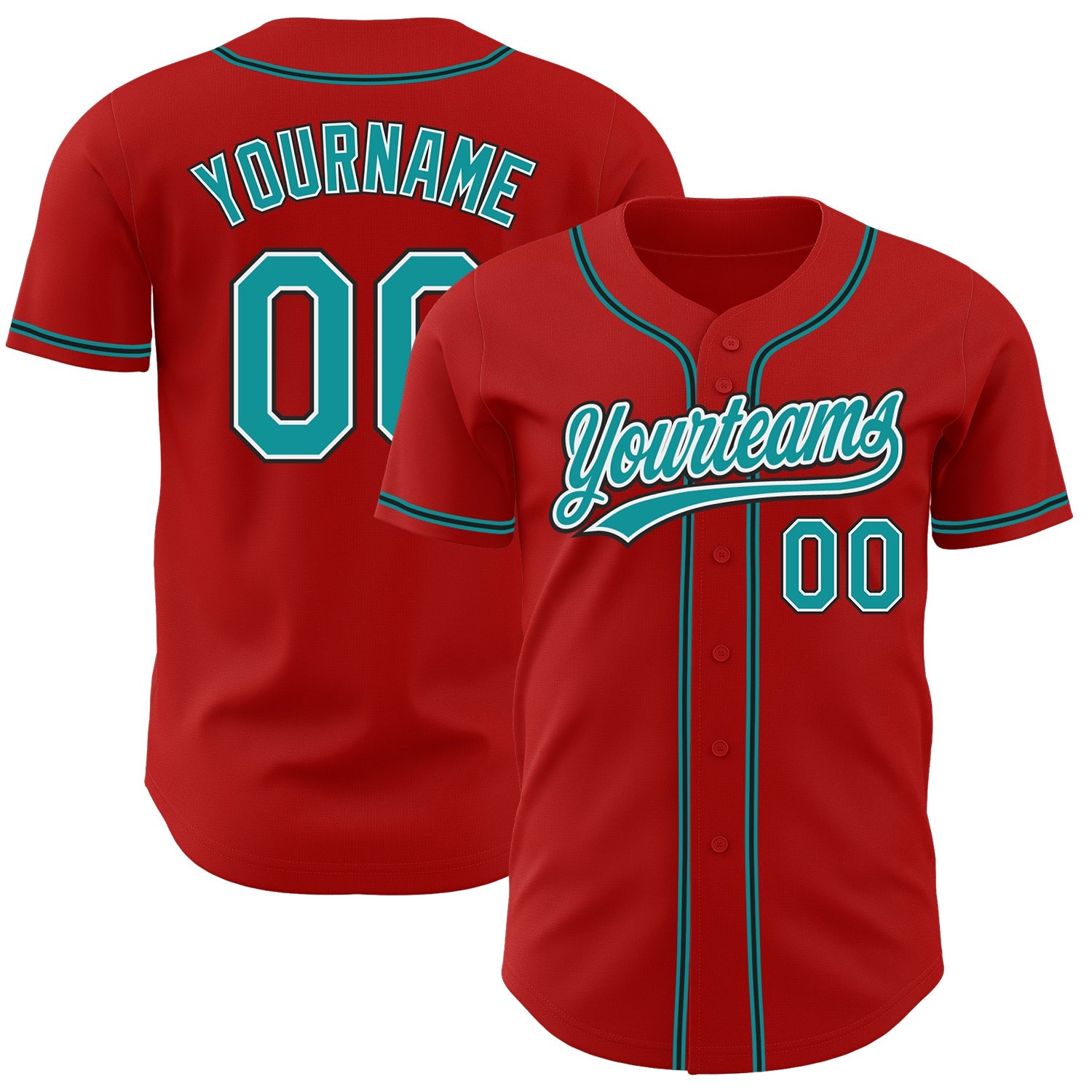 Custom Red Teal-Black Authentic Baseball Jersey Discount – snapmade