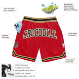 Custom Red Black-Old Gold Authentic Throwback Basketball Shorts