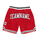 Custom Red White-Black Authentic Throwback Basketball Shorts