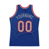 Custom Royal Gray-Red Authentic Throwback Basketball Jersey