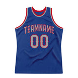 Custom Royal Gray-Red Authentic Throwback Basketball Jersey