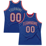 Custom Royal Gray-Red Authentic Throwback Basketball Jersey