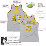 Custom Gray Gold-Black Authentic Throwback Basketball Jersey