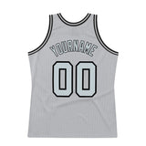 Custom Gray Silver-Black Authentic Throwback Basketball Jersey