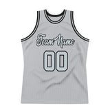 Custom Gray Silver-Black Authentic Throwback Basketball Jersey