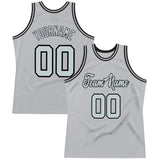 Custom Gray Silver-Black Authentic Throwback Basketball Jersey