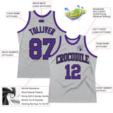 Custom Gray Purple-Black Authentic Throwback Basketball Jersey