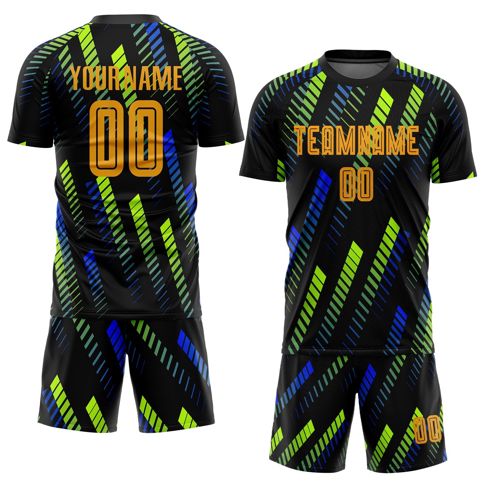 Custom Black Gold-Neon Green Sublimation Soccer Uniform Jersey Discount –  snapmade