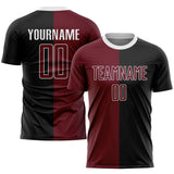 Custom Black Crimson-White Sublimation Split Fashion Soccer Uniform Jersey