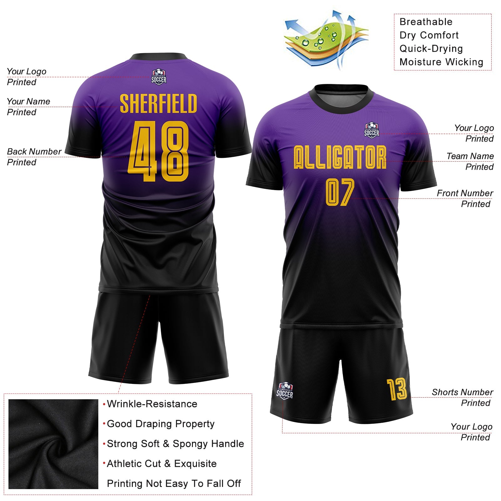 Football Jersey Design Black and Purple with Stripes