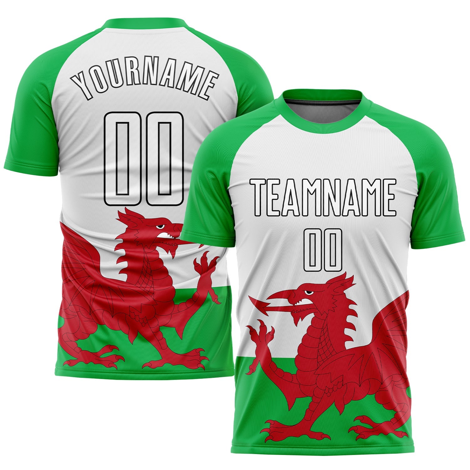 Custom Red Green-White Sublimation Soccer Uniform Jersey