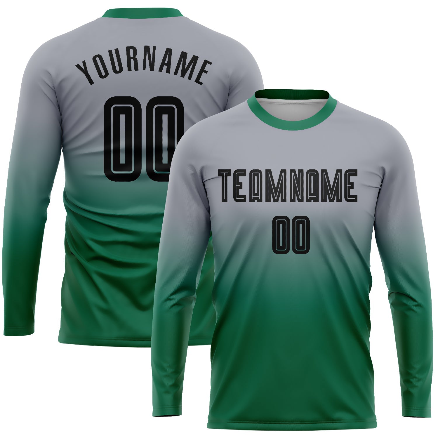 Cheap Custom Red White-Kelly Green Sublimation Long Sleeve Fade