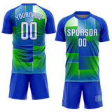 Custom Royal White-Kelly Green Sublimation Soccer Uniform Jersey