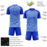 Custom Light Blue Royal-White Sublimation Soccer Uniform Jersey