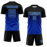 Custom Black Royal-Light Blue Sublimation Soccer Uniform Jersey