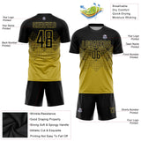 Custom Old Gold Black Sublimation Soccer Uniform Jersey