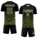 Custom Black Olive-Cream Sublimation Soccer Uniform Jersey