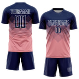 Custom Pink Navy-White Sublimation Soccer Uniform Jersey