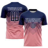 Custom Pink Navy-White Sublimation Soccer Uniform Jersey