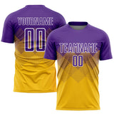 Custom Gold Purple-White Sublimation Soccer Uniform Jersey