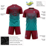 Custom Teal Crimson Sublimation Soccer Uniform Jersey