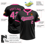 Custom Black Pink-White Two-Button Unisex Softball Jersey