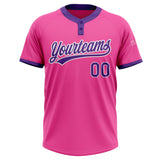 Custom Pink Purple-White Two-Button Unisex Softball Jersey