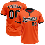 Custom Orange Black-White Two-Button Unisex Softball Jersey