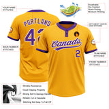 Custom Gold Purple-White Two-Button Unisex Softball Jersey