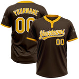 Custom Brown Gold-White Two-Button Unisex Softball Jersey