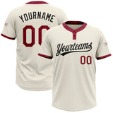 Custom Cream Crimson-Black Two-Button Unisex Softball Jersey