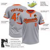 Custom Gray Orange-Black Two-Button Unisex Softball Jersey