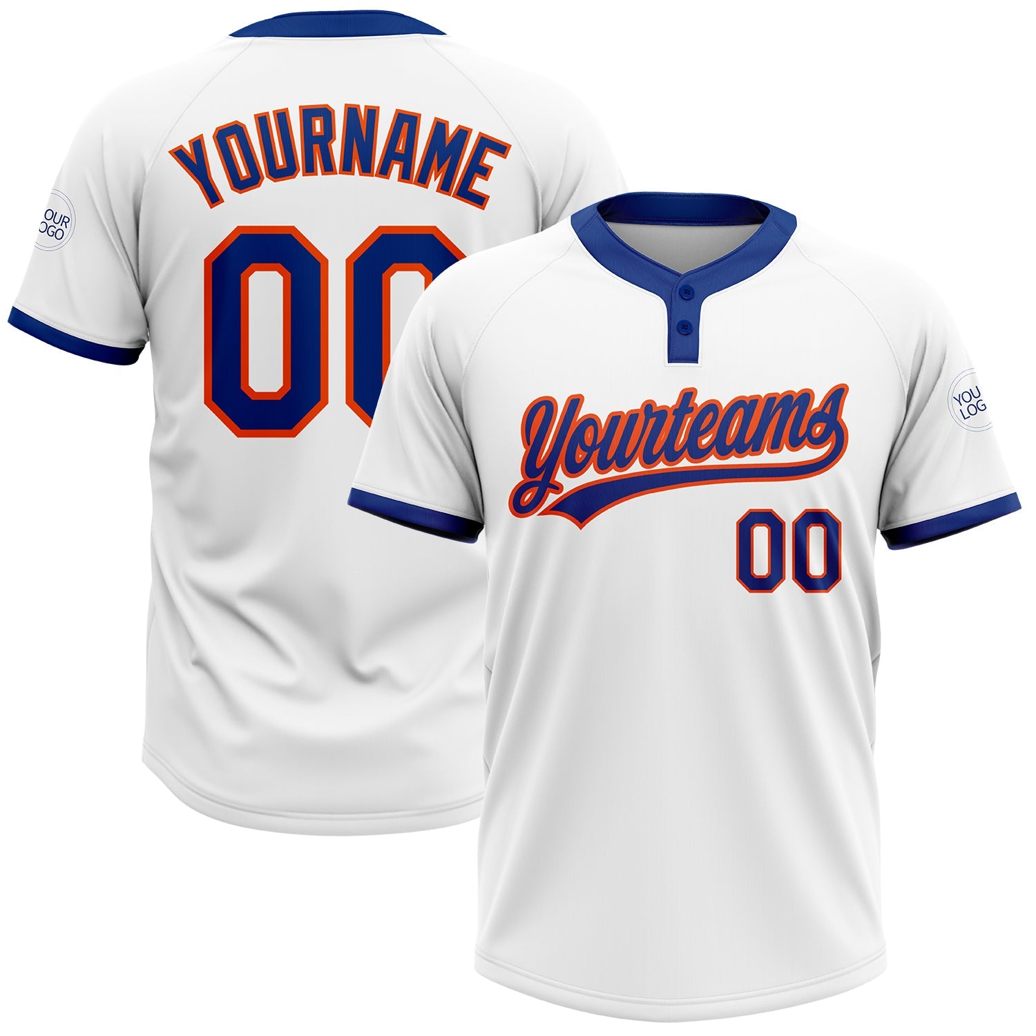 Cheap Custom Royal White-Navy Two-Button Unisex Softball Jersey