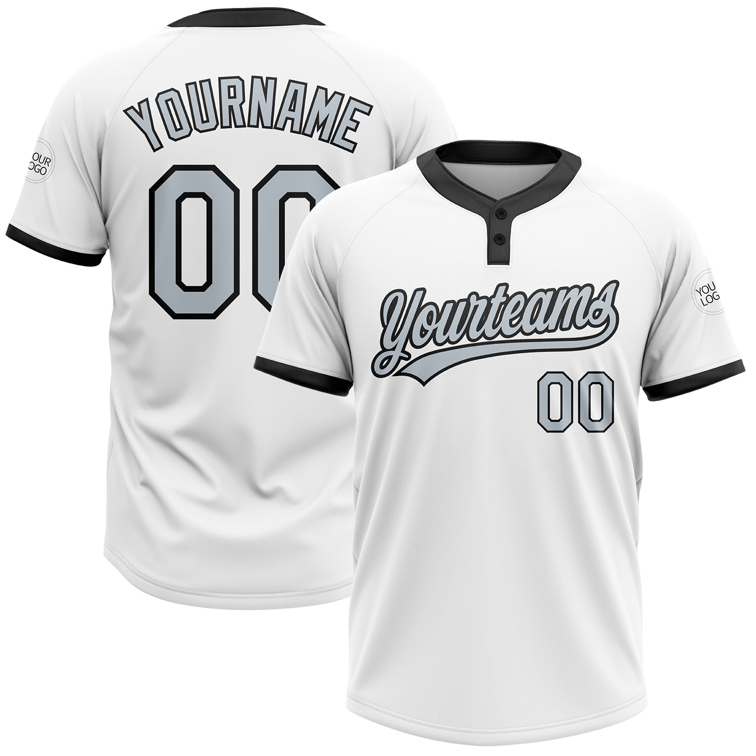 Custom White Silver-Black Two-Button Unisex Softball Jersey Discount –  snapmade