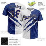 Custom Graffiti Pattern Royal-Old Gold 3D Two-Button Unisex Softball Jersey