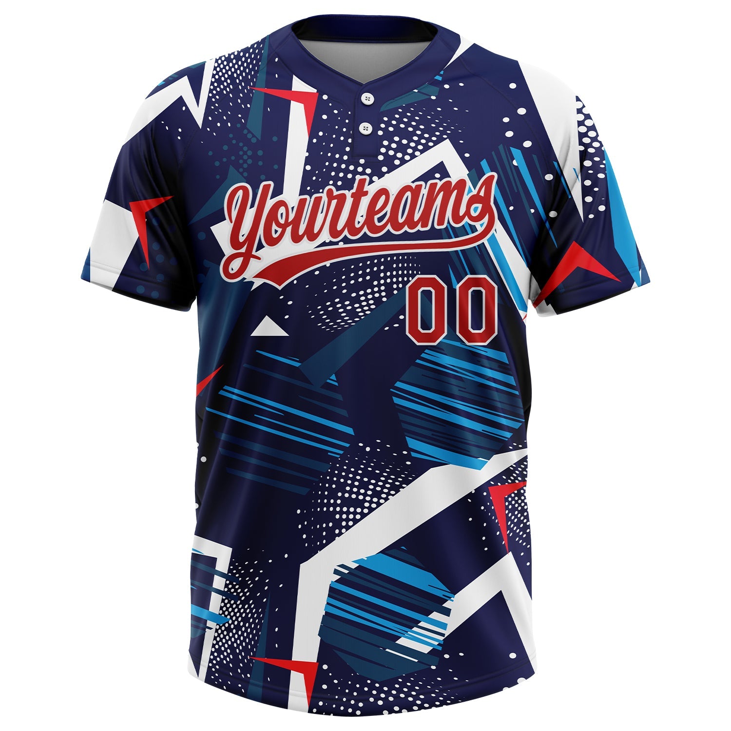 Custom Navy Red-White Two-Button Unisex Softball Jersey Discount