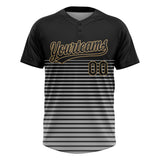 Custom Black Black-Old Gold Two-Button Unisex Softball Jersey